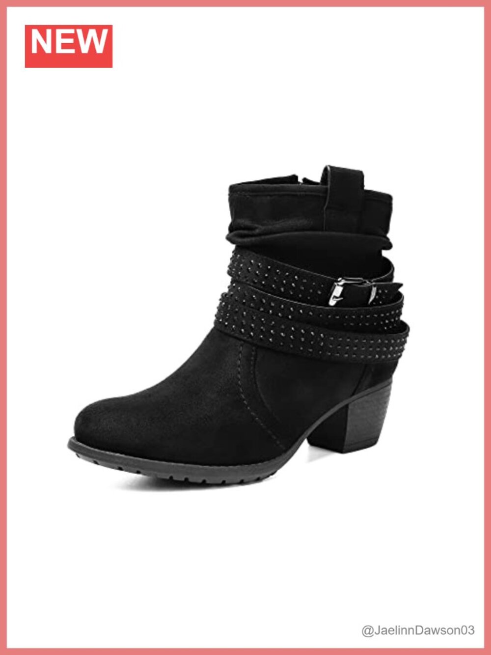Women's Mid Calf Slouchy Booties Low Heel Round Toe Side Zip
